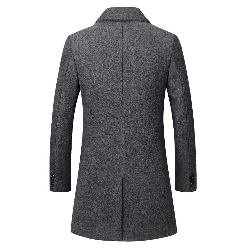 Herre Business Casual Ulden Trenchcoat Mellemlang Enkeltradet Slim Fit Frakke