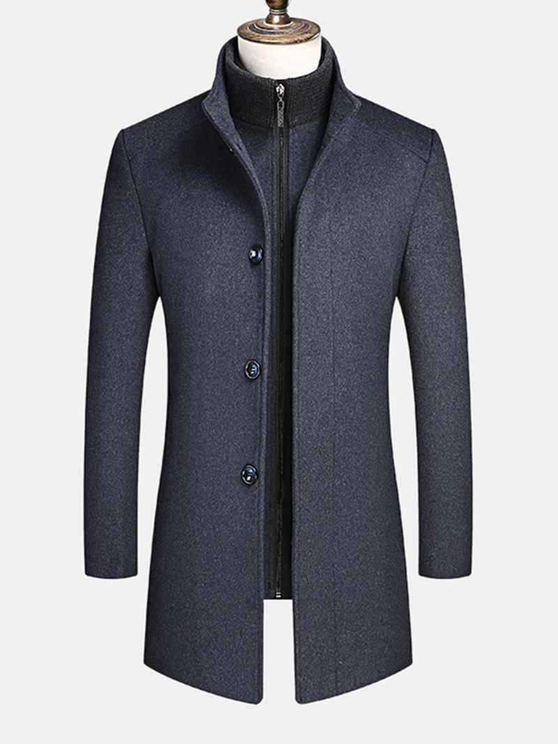 Herre Business Single-breasted Aftagelig Foret Thicken Trench Coats