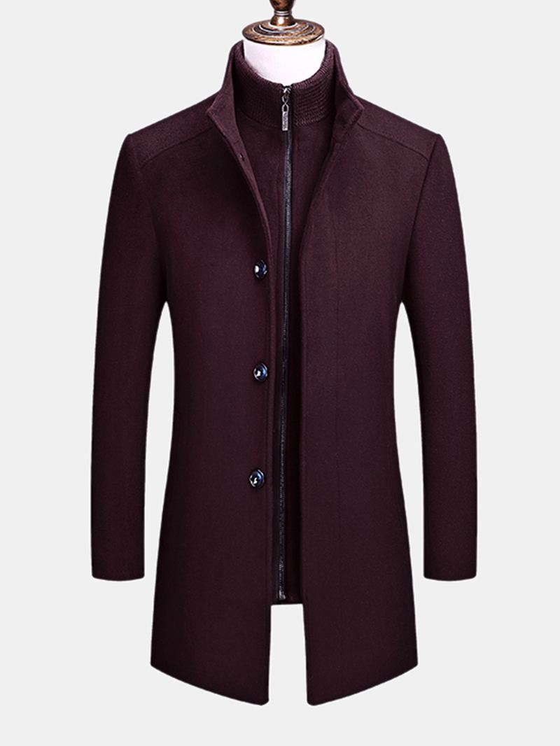 Herre Business Single-breasted Aftagelig Foret Thicken Trench Coats