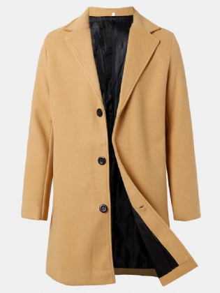 Herre Ensfarvede Enkeltradede Mellemlange Business Warm Trench Coats