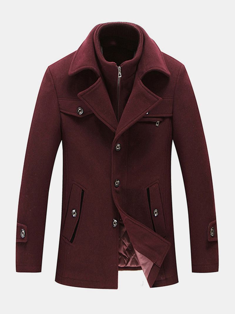 Herre Thicken Warm Solid Business Woolen Trench Coats