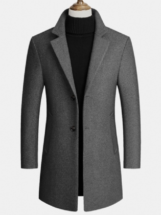 Herre Uldblandinger Mellemlange Frakker Business Casual Uld Trenchcoats
