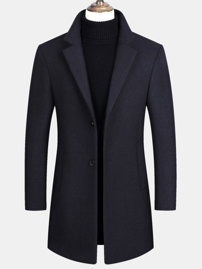 Herre Uldblandinger Mellemlange Frakker Business Casual Uld Trenchcoats