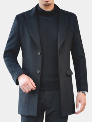 Mænd Vinter Varm Bomuld Polstret Slank Mid Lang Trench Coat