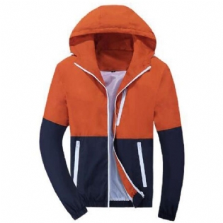 Patchwork Hættetrøjer Mænd Lynlås Sweatshirts Windbreaker Efterår Forår Sportstøj Slank Mand Hip Hop Træningsdragt
