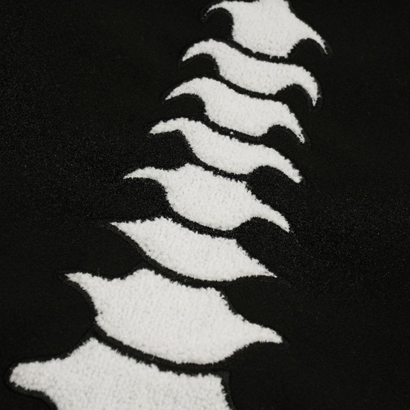 Skeletbroderijakke Frakke Løs Reverssyning Baseballuniform