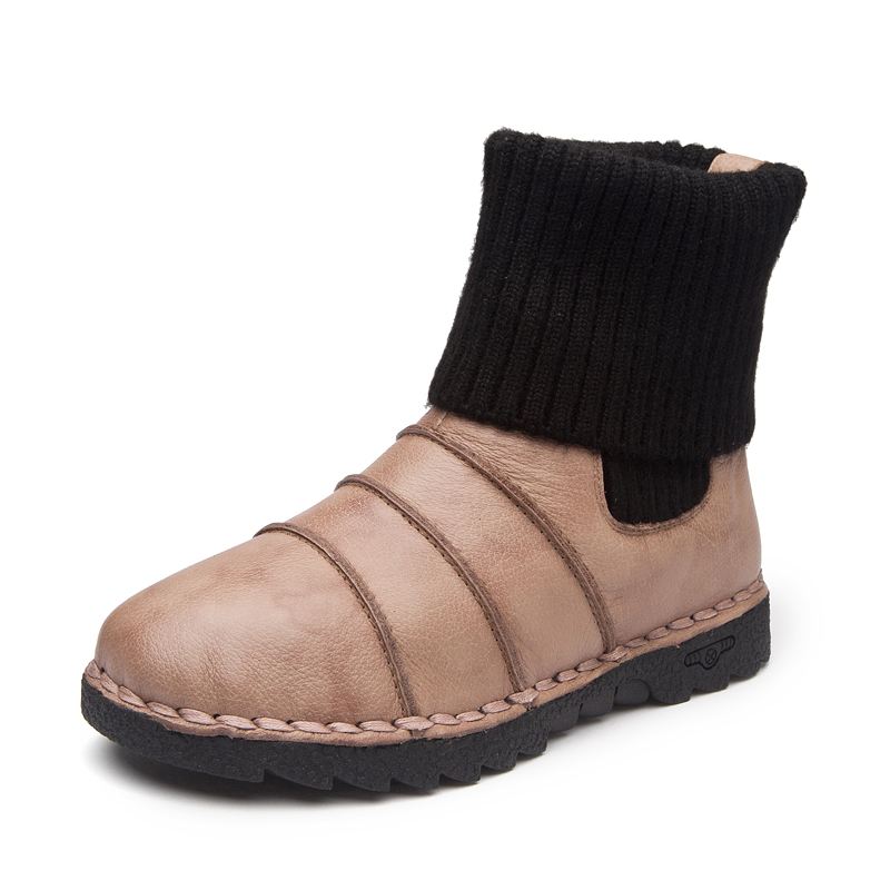 Koskinds Lædersøm Varmt Foring Slip-on Flade Sne Korte Støvler
