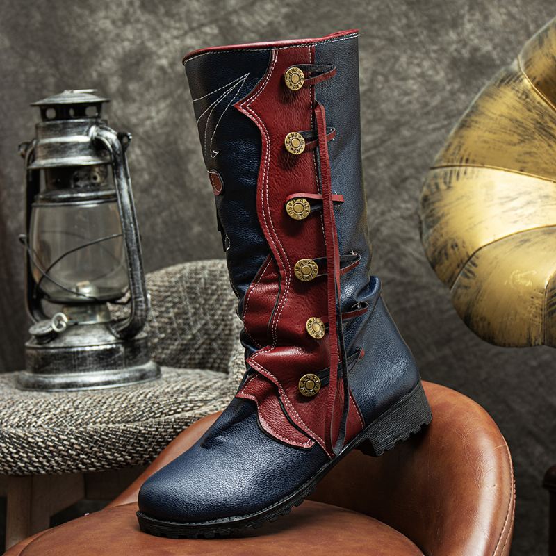 Kvinder Bladmønster Efterår Vinter Varm Slidbestandig Runde Hoved Mid-calf Boots