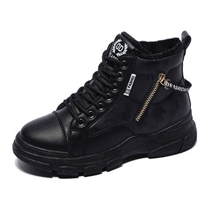 Kvinder Casual Letter Mønster Snøre Lynlåse Varme Bærbare Ankel Sports Court Sneaker Sko