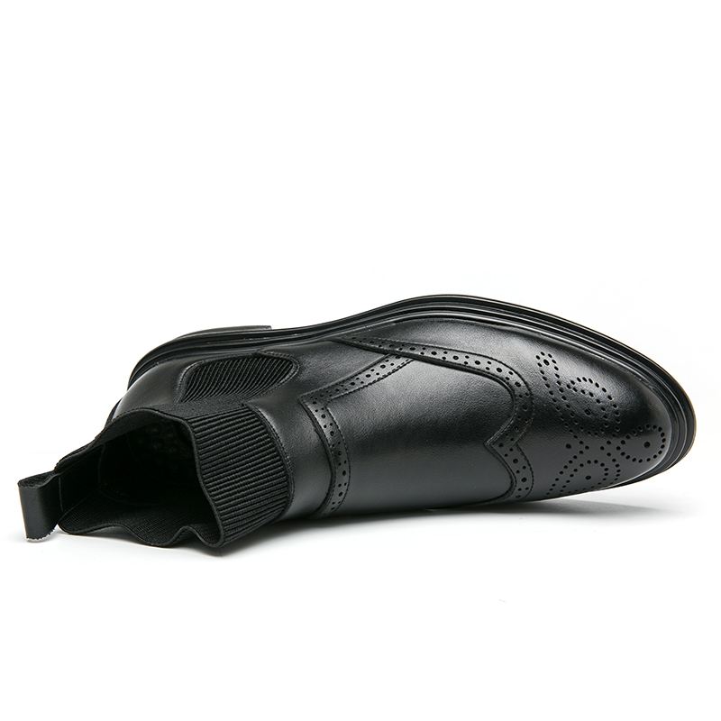 Mænd Brogue Elastic Slip På Chelsea-støvler