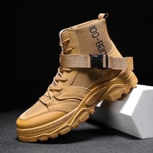 Mænd Canvas Åndbar Blød Sål Brief Solid Lace Up Casual Martin Boots