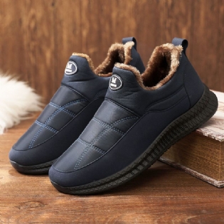 Mænd Ensfarvede Varmforede Bløde Slip-on Casual Ankelsnestøvler