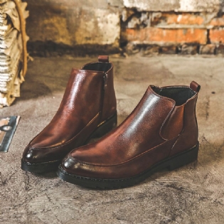 Mænd Læder Pointy Toe Chelsea Soft Sole Lynlås Trendy Casual Boots