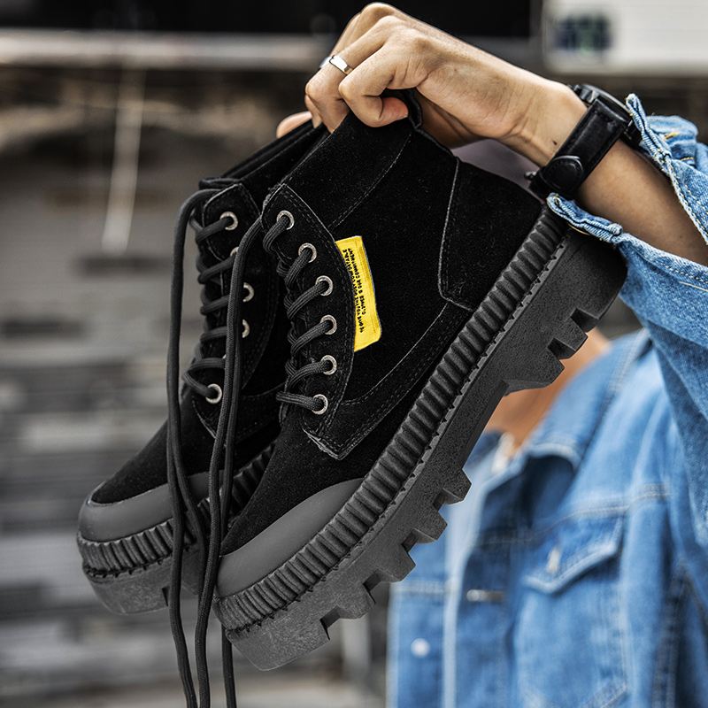 Mænd Stilfuld Retro Wide Fit Rund Tå Casual Platform Tooling Boots