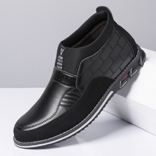 Mænd Syning Plaid Business Casual Slip On Læder Ankelstøvler