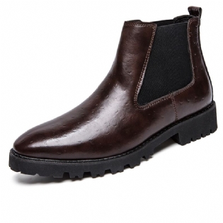 Mænd Vintage Elastiske Slip-on Business Læder Ankel Chelsea Støvler