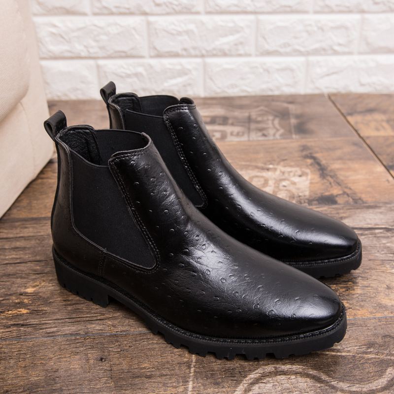 Mænd Vintage Elastiske Slip-on Business Læder Ankel Chelsea Støvler