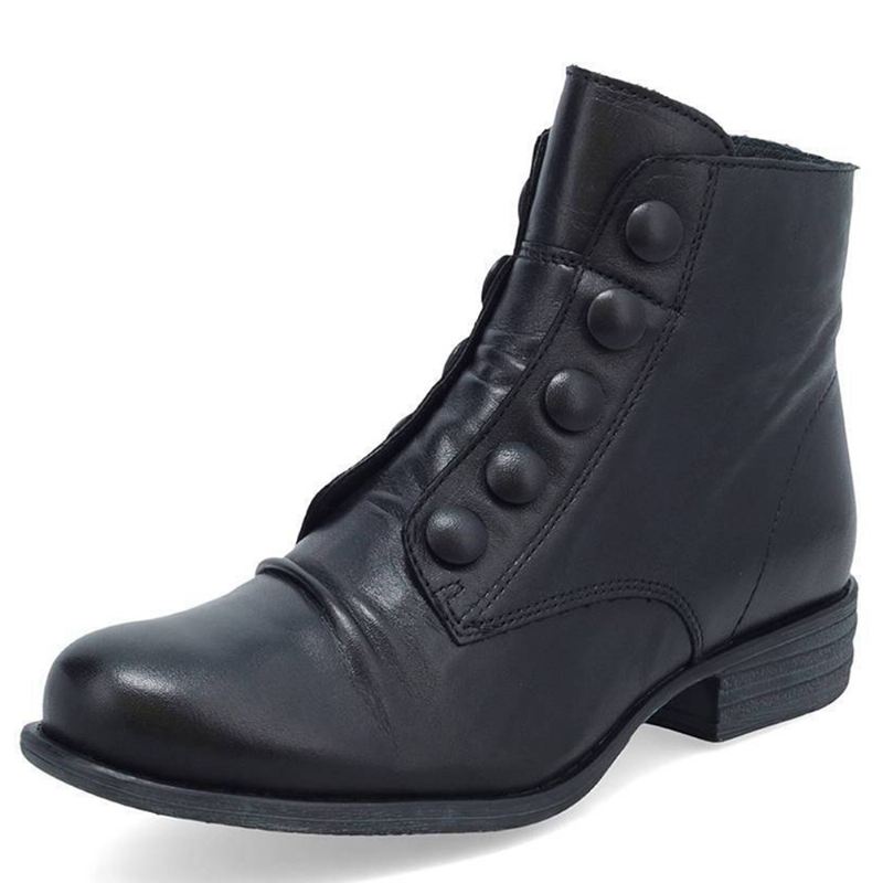 Plus Size Kvinder Knap Decor Side Lynlås Lavhælet Biker Boots