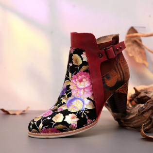 Retro Blomstret Blomst Kombineres Med Moderne Stil Letter Elegante Unikke Højhælede Støvler