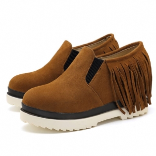 Tassel Slip On Wedges Platform Komfortable Ankelstøvler