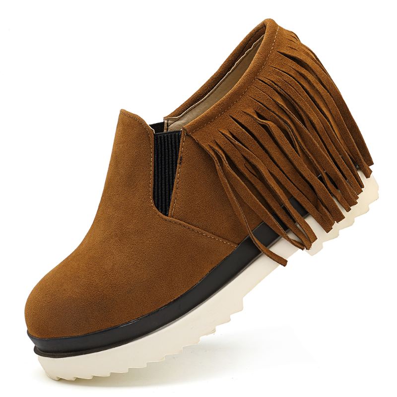Tassel Slip On Wedges Platform Komfortable Ankelstøvler