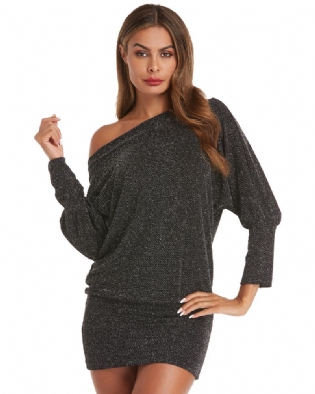 Kvinder Fin Flash Off Shoulder Batwing Sleeve Bomuld Hip Nederdel Kjole