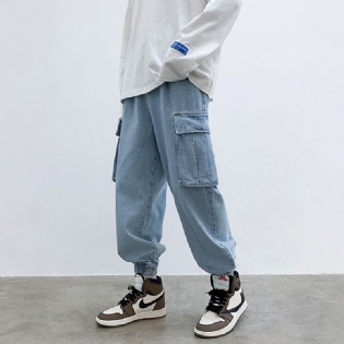 Fede Japanske Vintage Vaskede Jeans Til Mænd Store Løse Gademodemærker Forår Og Efterår Ungdomsoveralls Leggings