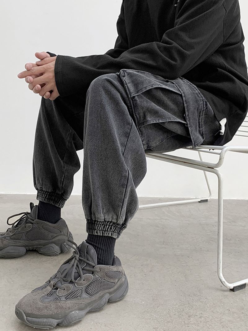 Fede Japanske Vintage Vaskede Jeans Til Mænd Store Løse Gademodemærker Forår Og Efterår Ungdomsoveralls Leggings