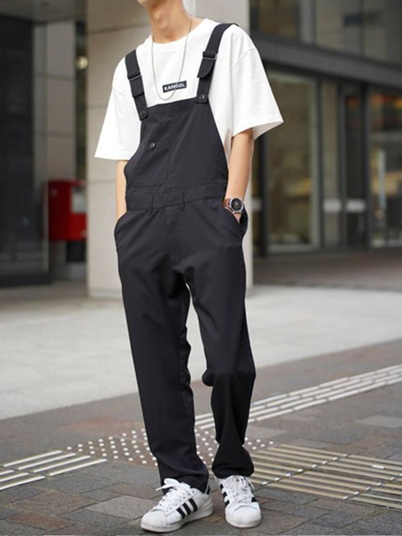 Herre 100% Bomuld Loose Pocket Jumpsuit Overalls One Pants