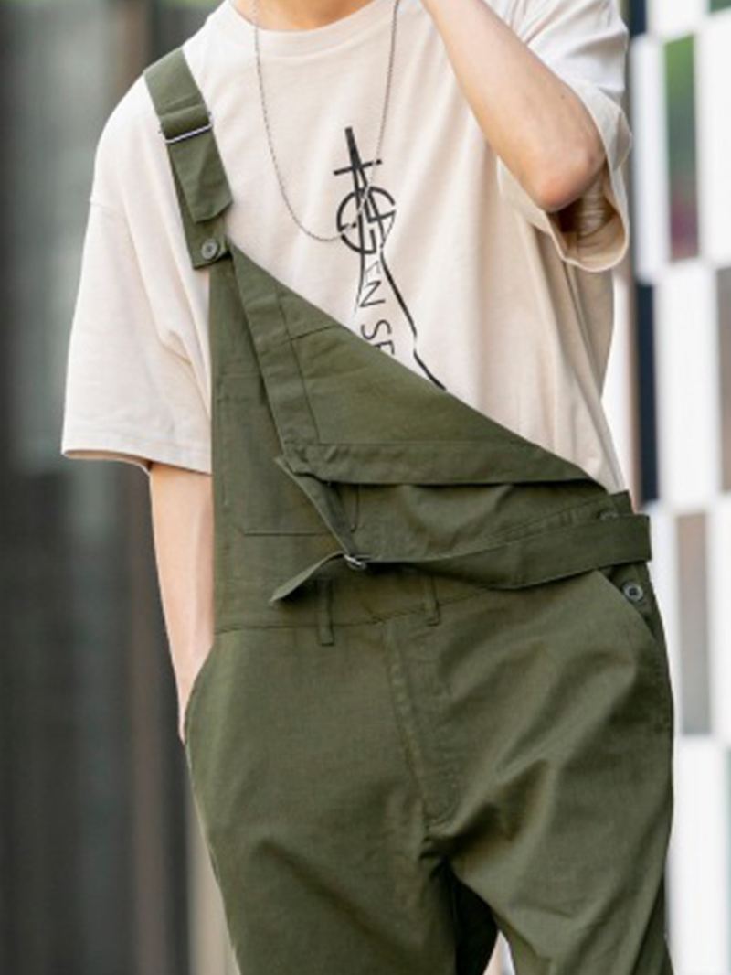 Herre 100% Bomuld Loose Pocket Jumpsuit Overalls One Pants