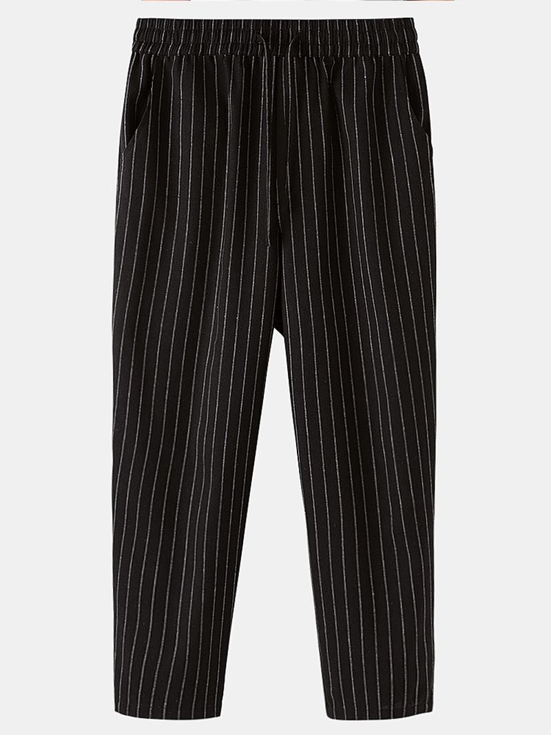 Herre 100% Bomuld Stripe Snøre Fit Casual Bukser