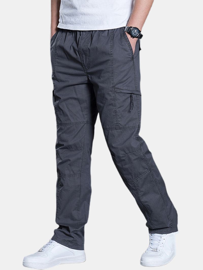 Herre Bomuld Multi Pocket Elastiske Talje Cargo Bukser