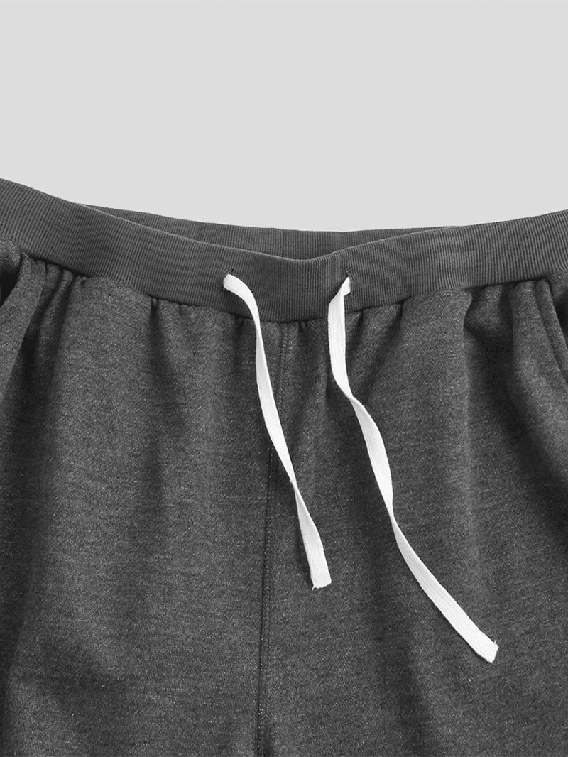 Herre Casual Elastisk Talje Pure Color Bukser Løs Pasform Lige Bukser