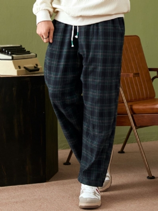 Herre Casual Retro Plaid Bottoms Ankellange Bukser