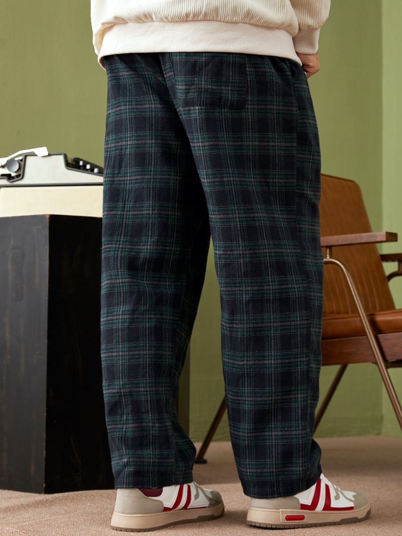 Herre Casual Retro Plaid Bottoms Ankellange Bukser