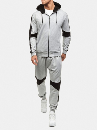 Herre Casual Sport Patchwork Hit Color Løbebukser Hættedragt