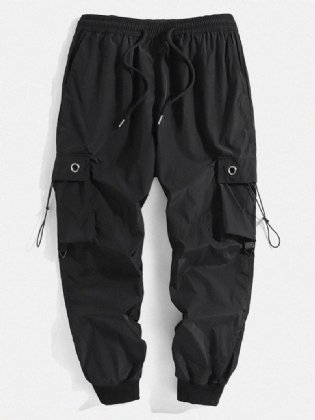 Herre Ensfarvede Elastiksnore Lommer Designer Casual Joggerbukser