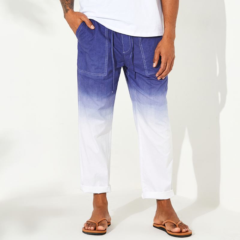 Herre Gradient Farve Snøre Elastisk Talje Casual Mode Bukser