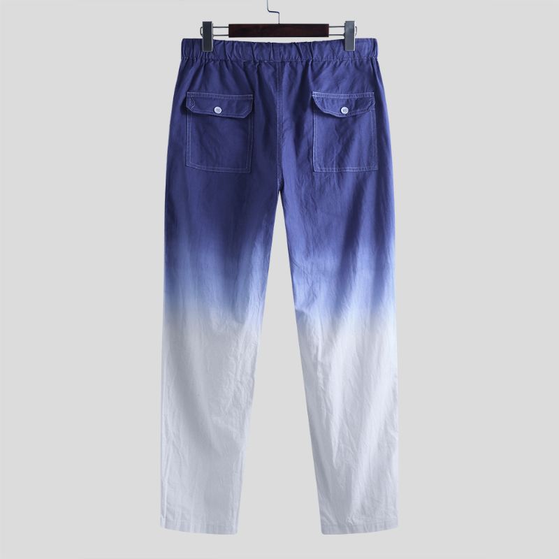 Herre Gradient Farve Snøre Elastisk Talje Casual Mode Bukser