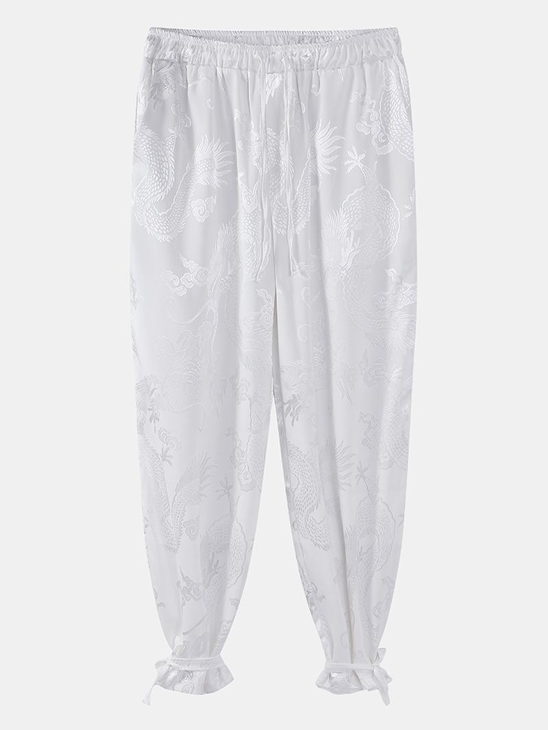Herre Kinesisk Stil Elastisk Talje Bindefødder Casual Bukser Med Lomme