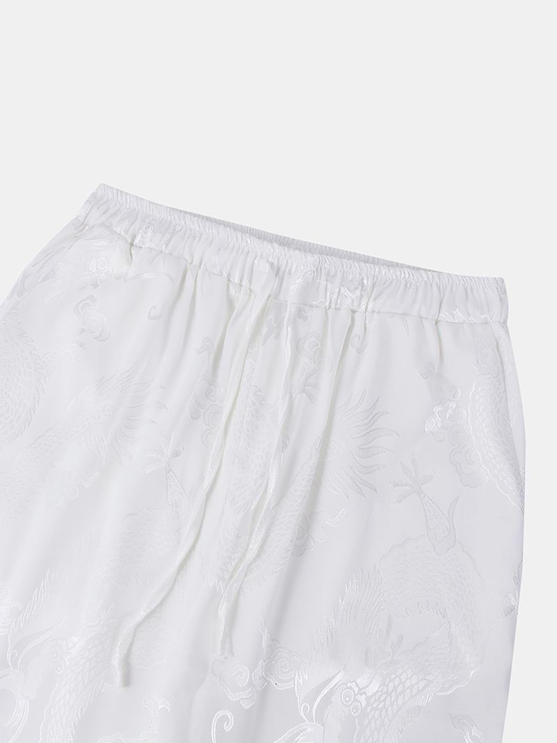 Herre Kinesisk Stil Elastisk Talje Bindefødder Casual Bukser Med Lomme