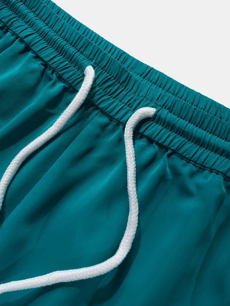 Herre Kontrast Side Stripe Løse Casual Manchetbukser Med Snøre