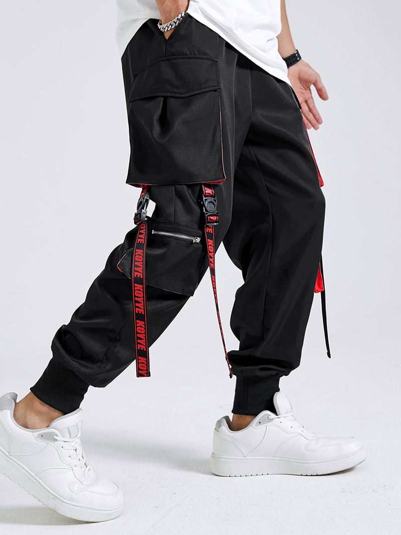 Herre Letter Tape Multi Pocket Mode Bukser