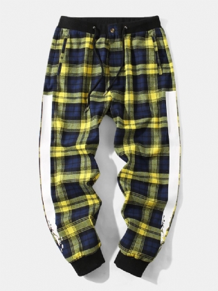 Herre Plaid Side Stribet Snøre Talje Joggerbukser