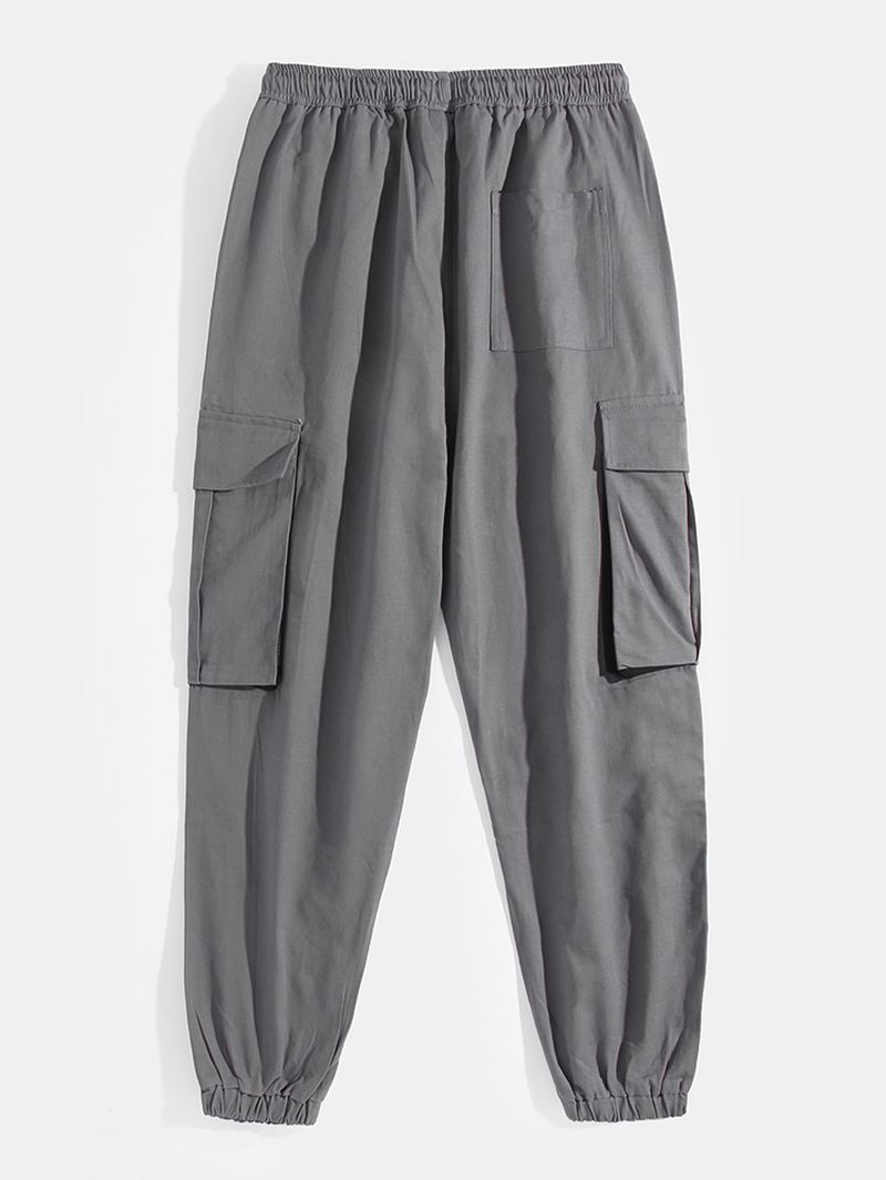 Herre Side Stribet Patchwork Bomuld Snøre Manchet Cargo Jogger Bukser