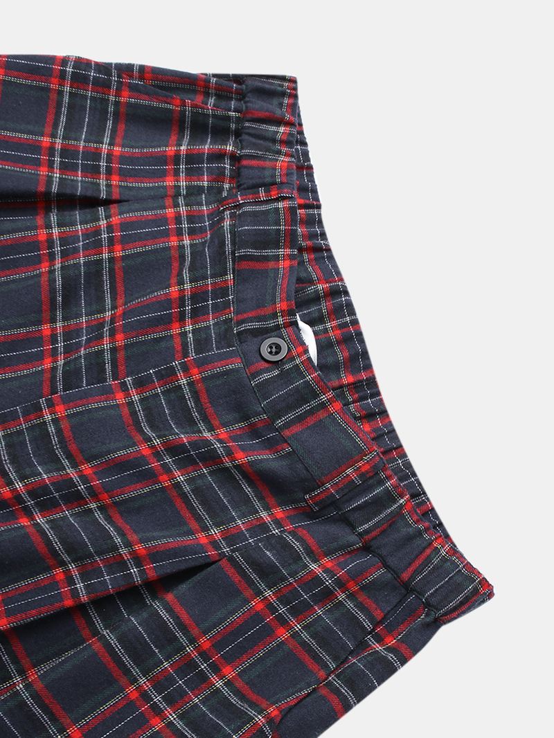 Herre Vintage Plaid Elastisk Talje Lynlås Flue Joggerbukser Med Lomme