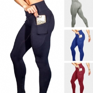 Højtaljede Leggings Push Up Fitness Legging Kvinde Elastisk Sexet Bodybuilding Bukser Træning Kvinder Leggings Med Telefonlomme