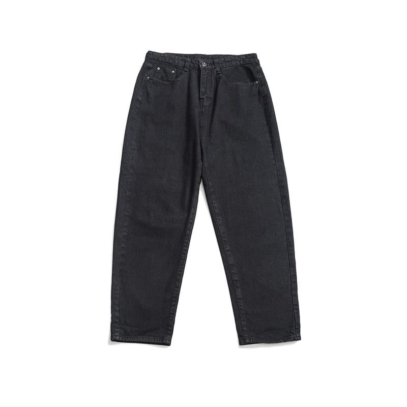 Jeans Med Lige Ben Vaskede Retro Teenager Trendy Curled Daddy-bukser Med Brede Ben