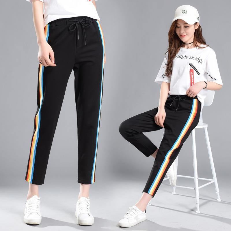 Joggingbukser Sportstøj Regnbuebukser Kvinder Sorte Harembukser Harajuku Plus Size Kpop Bukser Kvinder Casual