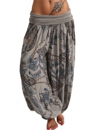 Kvinder Casual Løs Blomsterprint Højtalje Wide Leg Yogabukser